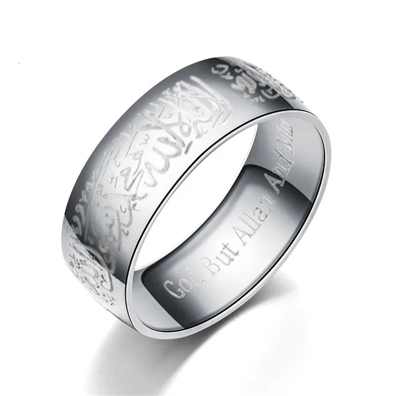 Yobest Trendy Titanium Steel Quran Messager rings Muslim religious Islamic halal words men women vintage bague Arabic God ring