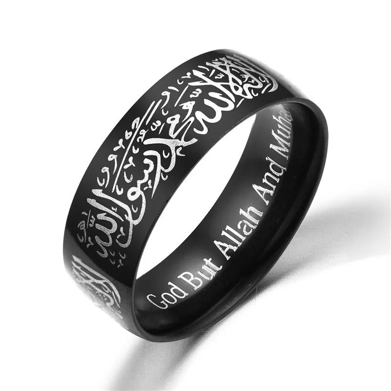 Yobest Trendy Titanium Steel Quran Messager rings Muslim religious Islamic halal words men women vintage bague Arabic God ring