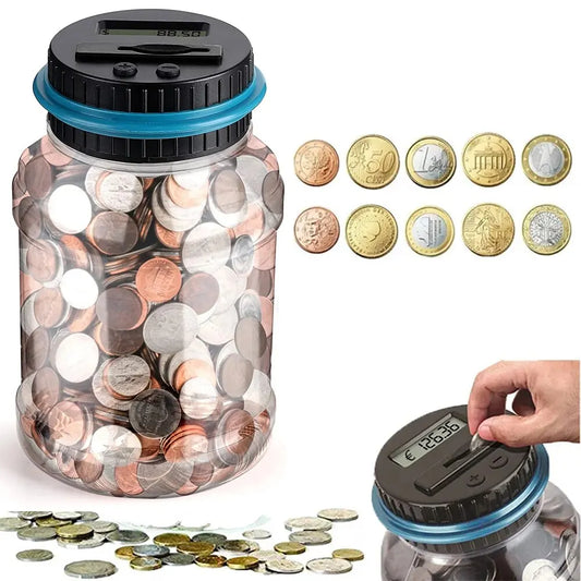 Electronic Piggy Bank Counter Coin Digital LCD Counting Coin Money Saving Box Jar Coins Storage Box For USD EURO Money Gifts